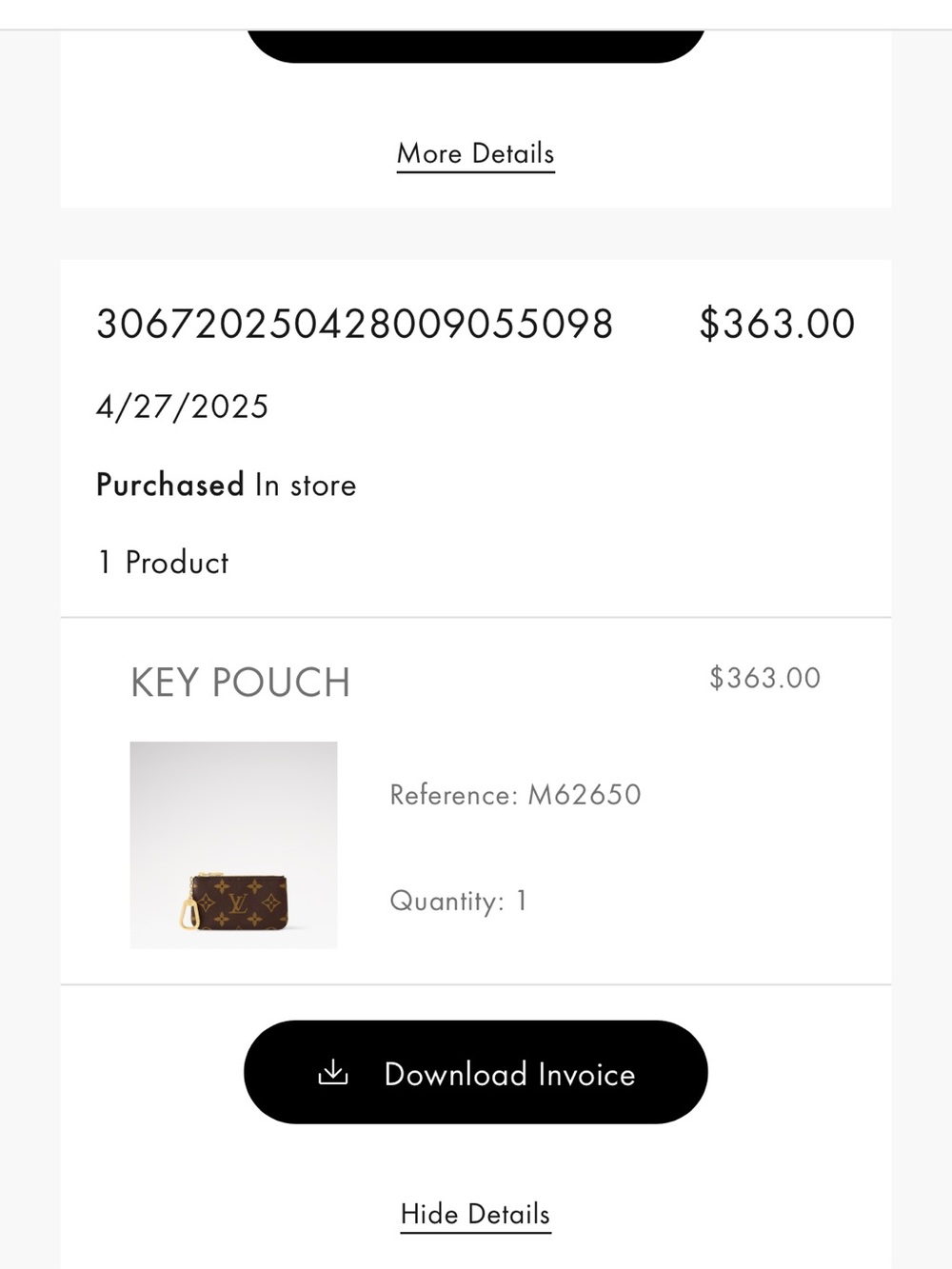 Louis Vuitton Monogram Key Pouch. - Picture 8 of 8